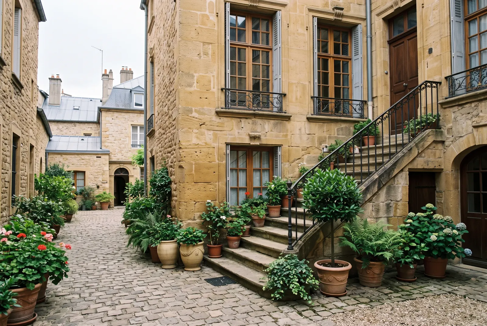 Cour intérieure d'un immeuble à Metz